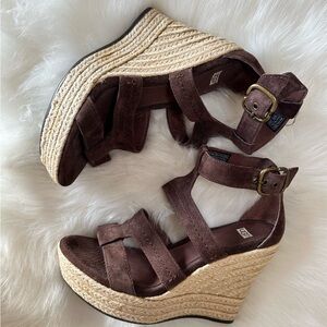 UGG Dark Brown Wedge Sandals